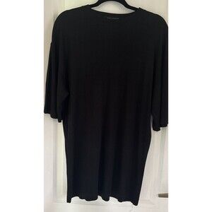 Tulliano Shirt Mens Black Tee 100%  Silk Short Sleeve Waffle Knit Luxury Large